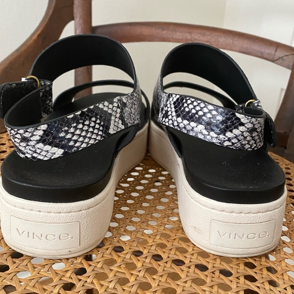 🛍️Vince⚡️Westport Snakeskin Velcro Strap Flatform Platform Leather Sandal 11 - Picture 4 of 6